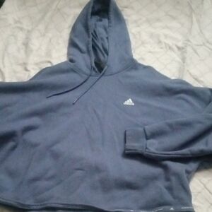 adidas Slate Blue Pullover Hoodie with Small Logo